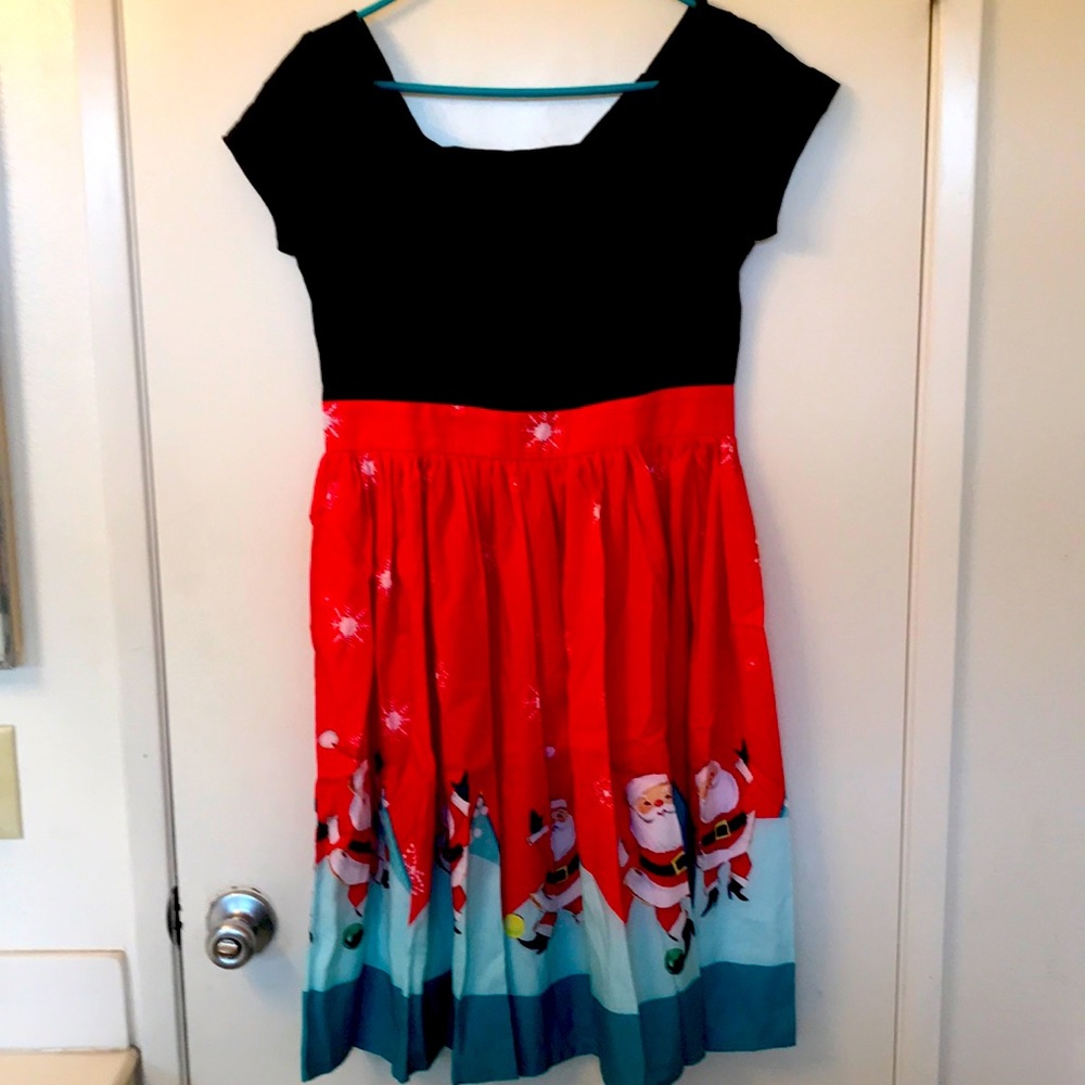 Off the shoulder Christmas print, swing style dress-